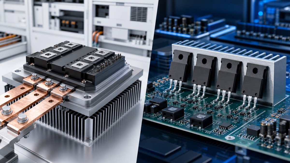 碳化硅模块和分立 SiC MOSFET 选型对比示意图