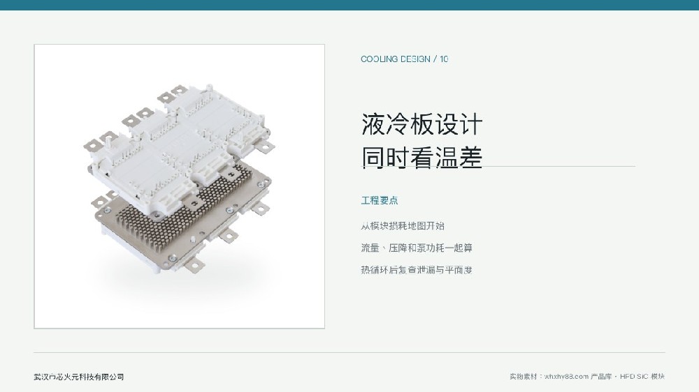 碳化硅模块液冷板流道和温差控制示意图